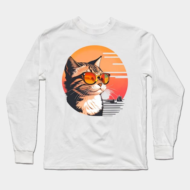 Cat Long Sleeve T-Shirt by PMORG